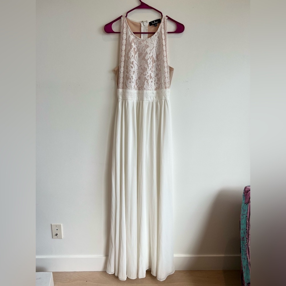 Floor length white dress